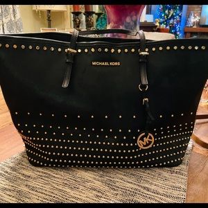 Michael Kors black and gold studded tote
